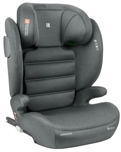 Scaun auto KikkaBoo - i-Track, IsoFix, i-Size, 100-150 cm, gri închis
