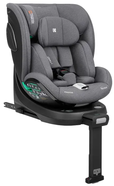Scaun auto KikkaBoo - i-Twist, IsoFix, i-Size, 40-150 cm, gri deschis