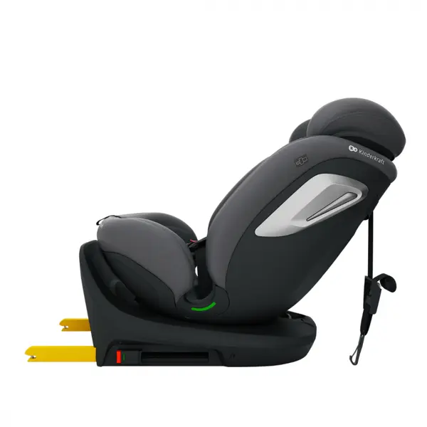 Scaun auto Kinderkraft I-Grow 2 Plus Grey 40-150 cm, cu rotatie 360, tetiera reglabila, sistem Isofix si Top Tether