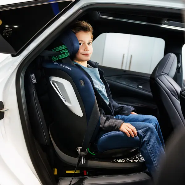 Scaun auto Kinderkraft I-Grow 2 Plus Navy 40-150 cm, cu rotatie 360, tetiera reglabila, sistem Isofix si Top Tether