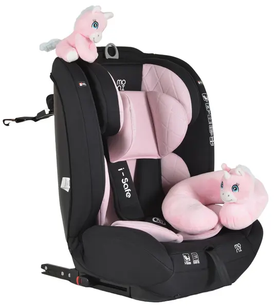 Scaun auto Moni - i-Safe, i-Size, IsoFix, 76-150 cm, roz + jucărie cadou