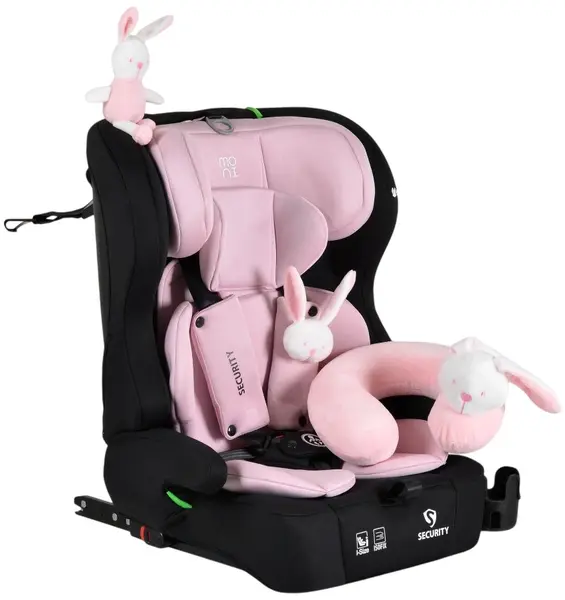 Scaun auto Moni - Security, IsoFix, i-Size, 76-150 cm, roz deschis pentru bebeluși