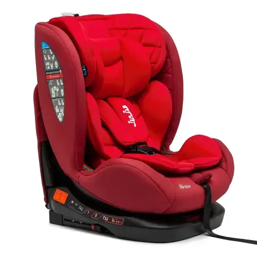 Scaun Auto pentru bebelusi si copii Juju Total 360 i-Size, 40-150 cm, 0-12 ani, ISOFIX cu Top Tether, rotativ 360 grade, pozitie de somn, spatar reglabil in 4 pozitii, tetiera reglabila, husa detasabila si lavabila, Rosu