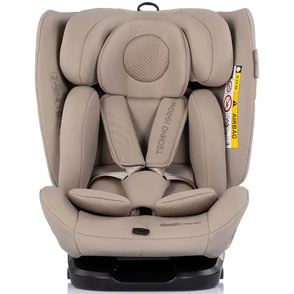 Scaun auto pentru copii Chipolino Techno iGrow Latte, I-Size, 40-150 cm, cu sistem Isofix si sezut rotativ