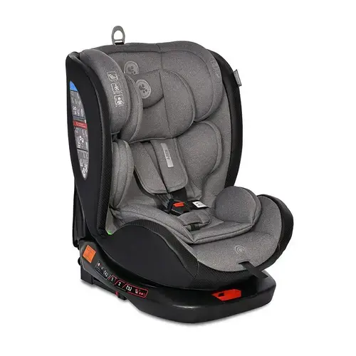 Scaun auto pentru copii Lorelli Ares, Isofix, i-Size, rotativ 360 grade, 40-150 cm, 0 luni-12 ani, Gri