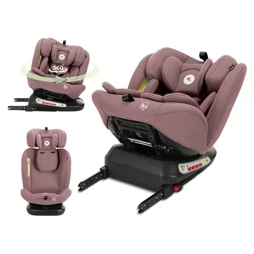 Scaun auto pentru copii Lorelli Capella, i-Size, Isofix, rotativ 360 grade, 0 luni-12 ani, 40-150 cm, Roz