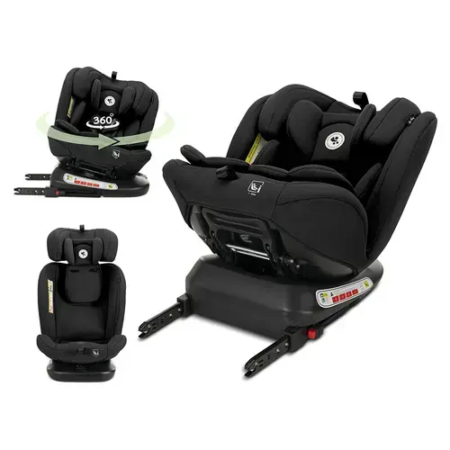 Scaun auto pentru copii Lorelli Capella, i-Size, Isofix, rotativ 360 grade, 0 luni-12 ani, 40-150 cm, Negru