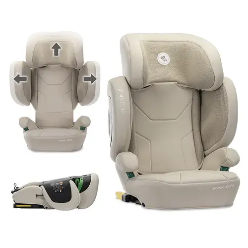 Scaun auto pentru copii Lorelli Growgo, Isofix, pliabil, protectii laterale extensibile, spatar reglabil, tetiera reglabila, 100-150 cm, 3-12 ani, Bej