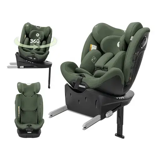 Scaun auto pentru copii Lorelli Perseus, i-Size, Isofix, baza rotativa, picior de sprijin, EPS Memory, panou de ventilatie, SPS, 0 luni-12 ani, 40-150 cm, Verde
