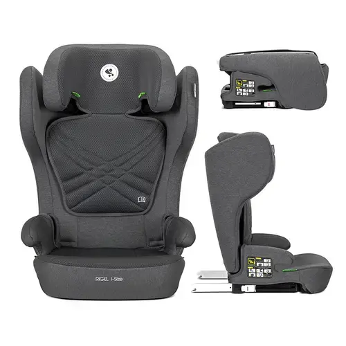Scaun auto pentru copii Lorelli Rigel, i-Size, Isofix, pliabil pentru depozitare usoara, tetiera reglabila, 3 ani-12 ani, 100-150 cm, Gri