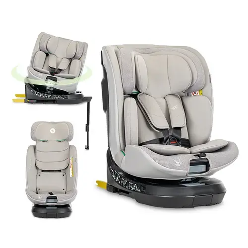 Scaun auto pentru copii Lorelli Solaris, i-Size, Isofix, picior de sprijin, rotativ 360, 40-150 cm, 0 luni-12 ani, Gri