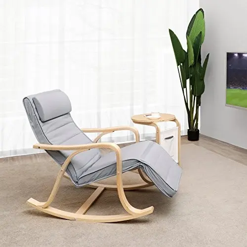 Scaun balansoar, Songmics, Gri, 116x67x88 cm