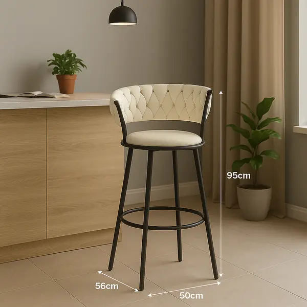 Scaun bar Alkia, Bej, 50x56x95 cm
