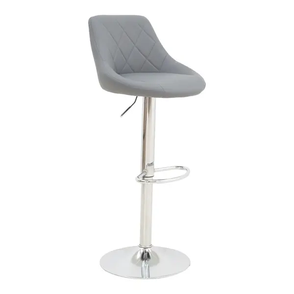 Scaun bar Boronez inaltime ajustabila piele ecologica PU gri si baza cromata 47x49x112 cm