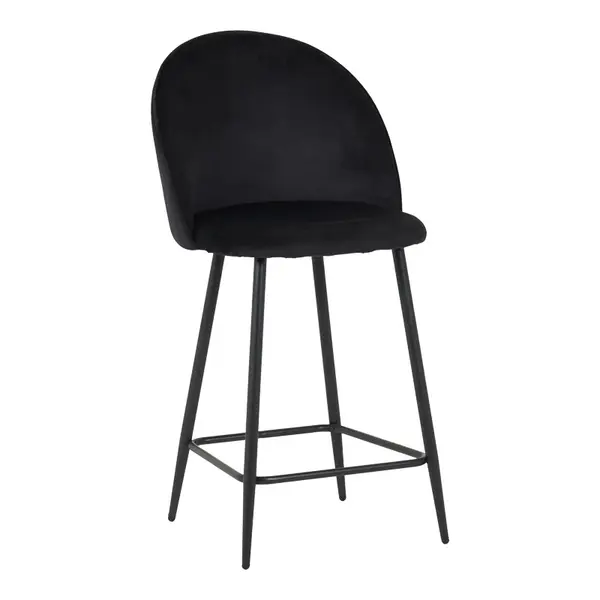 Scaun bar cu funcție reglabilă Perch, Catifea, Metal, Negru, 50x43x99 cm
