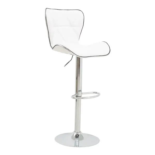Scaun bar Jorine inaltime ajustabila piele ecologica PU baza cromata alb 53x44x114 cm