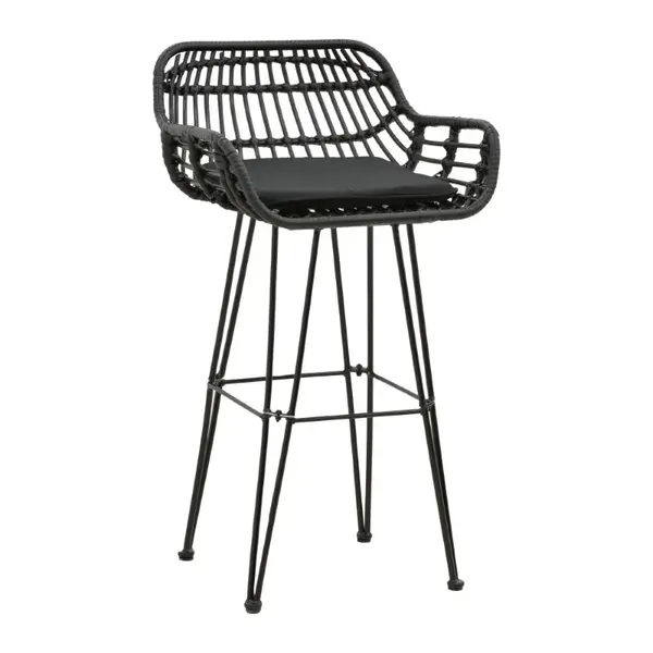 Scaun bar Naoki pakoworld cu perna, picior negru din metal vopsit, 52x50x90 cm. Scaun bar Naoki pakoworld cu pernă, picior negru din metal vopsit, 52x50x90 cm.