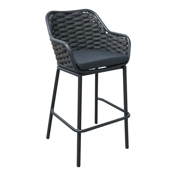 Scaun bar pliabil Zuki Pakoworld din aluminiu, stivuibil, cu cadru si perna gri, 55x54x109cm scaunel de bar Zuki Pakoworld din aluminiu, stivuibil, cu schelet și pernă gri, 55x54x109 cm
