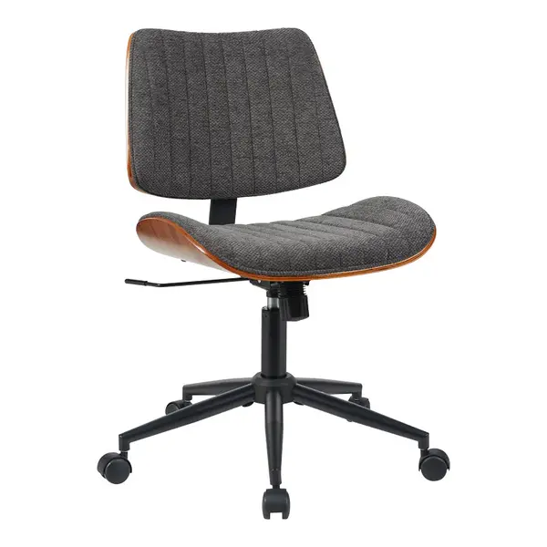 Scaun birou Amani cu ergonomie, Lemn, Nuc & Bej, 52x54x90 cm