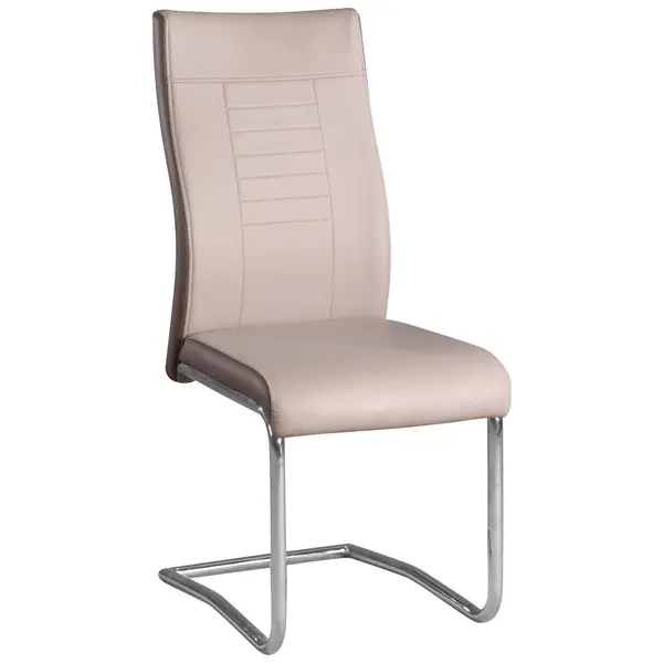Scaun Bucatarie din metal, textil, crem, maro închis