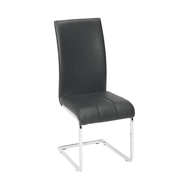 Scaun Bucatarie din metal, textil, negru, culoare crom