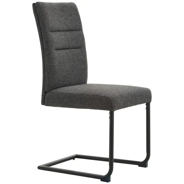 Scaun Bucatarie din metal, textil, negru, gri închis