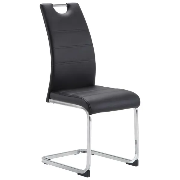 Scaun Cantilever din metal, textil, negru, culoare crom