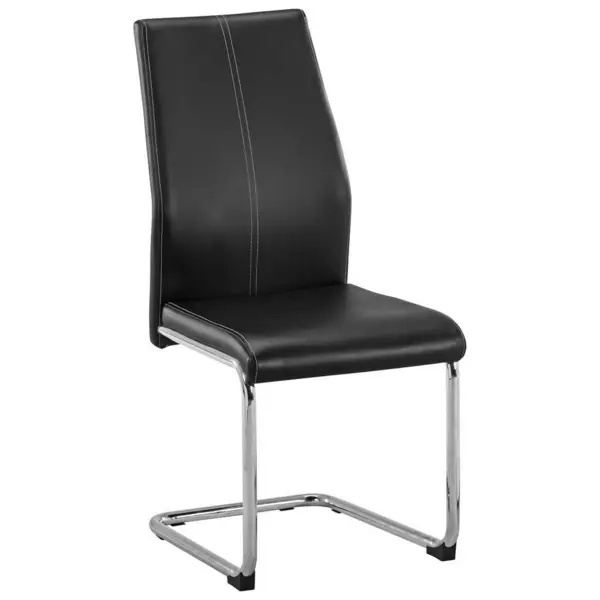 Scaun Cantilever din metal, textil, negru, culoare crom