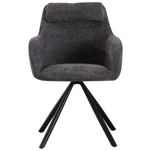 Scaun Cu Brațe din lemn, metal, textil, gri