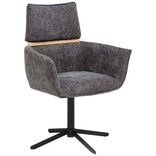 Scaun Cu Brațe din lemn, metal, textil, gri închis