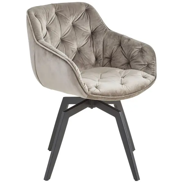 Scaun Cu Brațe din lemn, metal, textil, gri, negru