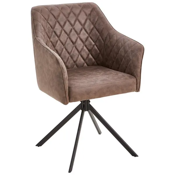 Scaun Cu Brațe din lemn, metal, textil, maro