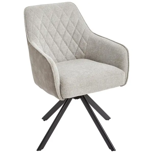 Scaun Cu Brațe din lemn, metal, textil, maro, gri, negru, bej