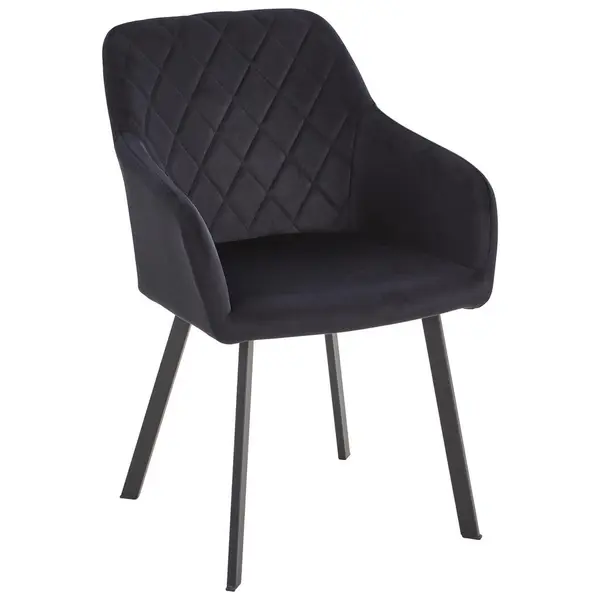 Scaun Cu Brațe din lemn, metal, textil, negru