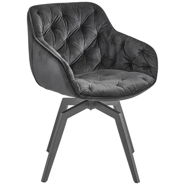 Scaun Cu Brațe din lemn, metal, textil, negru