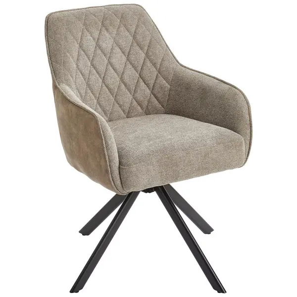 Scaun Cu Brațe din lemn, metal, textil, negru, maro
