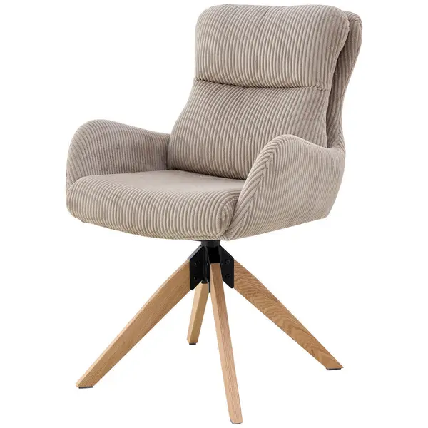 Scaun Cu Brațe din lemn, metal, textil, taupe
