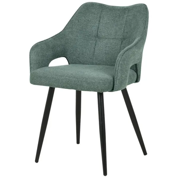 Scaun Cu Brațe din lemn, metal, textil, verde