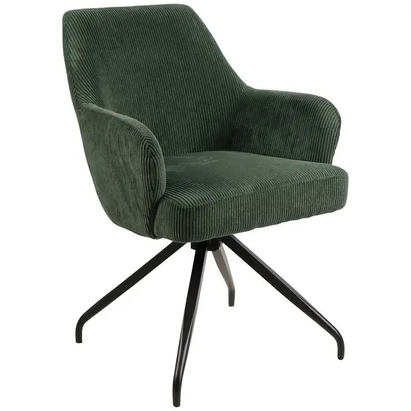 Scaun Cu Brațe din lemn, metal, textil, verde, negru