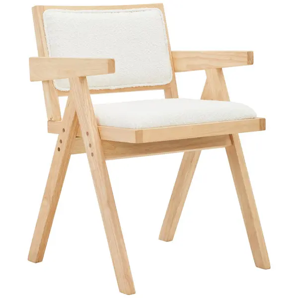 Scaun Cu Brațe din lemn, textil, culoare natur, alb
