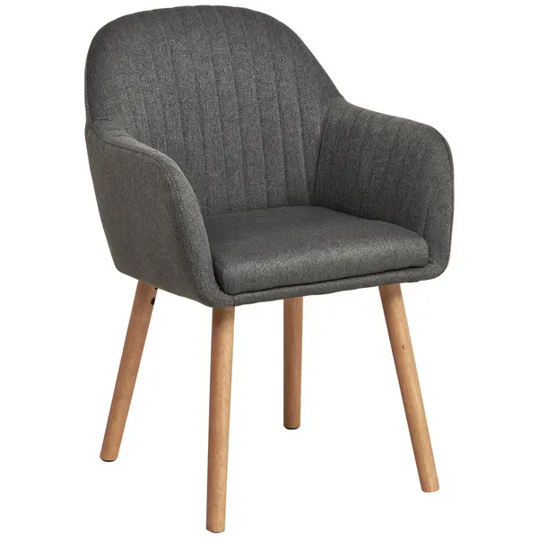 Scaun Cu Brațe din lemn, textil, culoare natur, gri închis