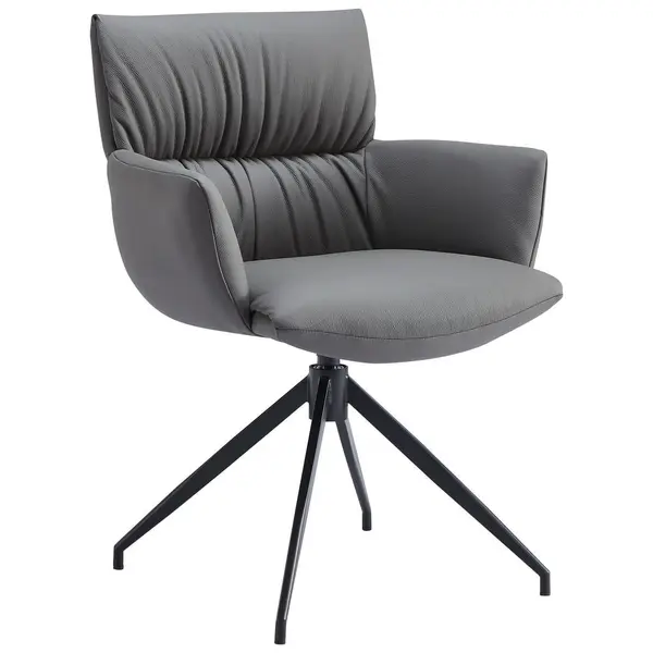 Scaun Cu Brațe din metal, piele, antracit