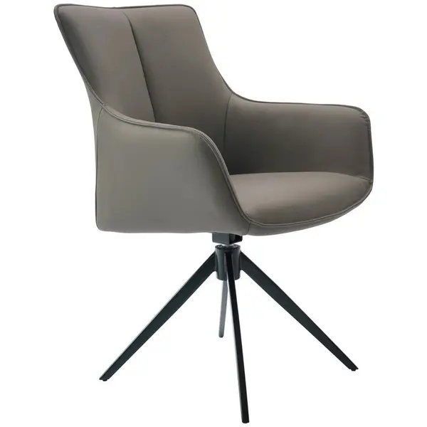 Scaun Cu Brațe din metal, piele, gri, negru