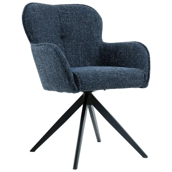 Scaun Cu Brațe din metal, textil, albastru, negru
