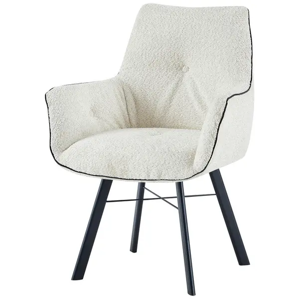 Scaun Cu Brațe din metal, textil, crem