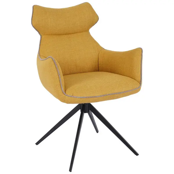 Scaun Cu Brațe din metal, textil, galben, negru