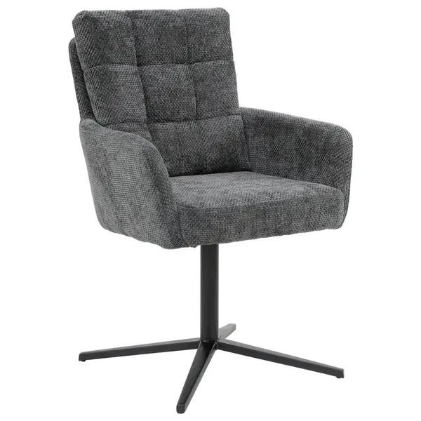 Scaun Cu Brațe din metal, textil, gri, negru