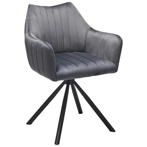 Scaun Cu Brațe din metal, textil, gri, negru