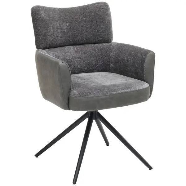 Scaun Cu Brațe din metal, textil, gri, negru