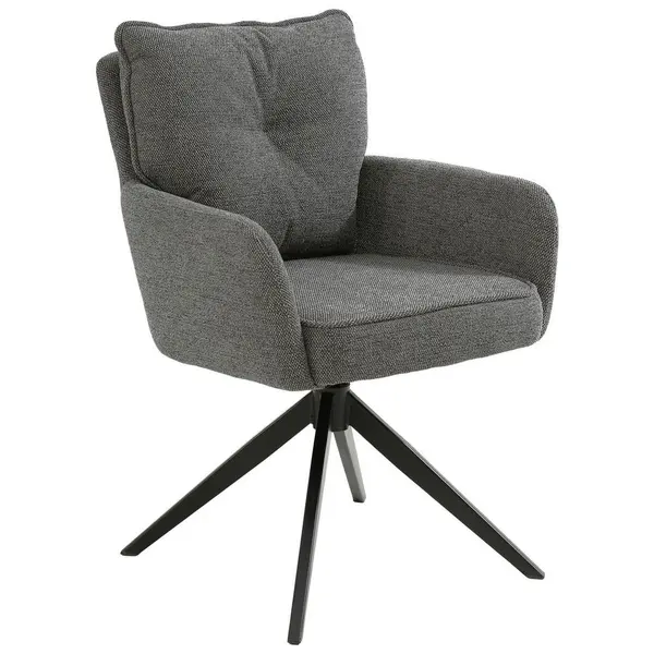 Scaun Cu Brațe din metal, textil, gri, negru